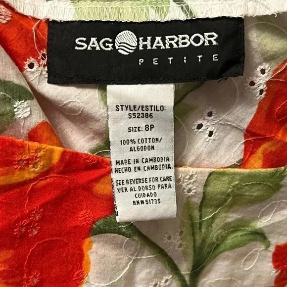 EUC Red Floral Sag Harbor Flare Skirt Cotton Eyelet Darling Sz 8p Spring Summer - Picture 5 of 5